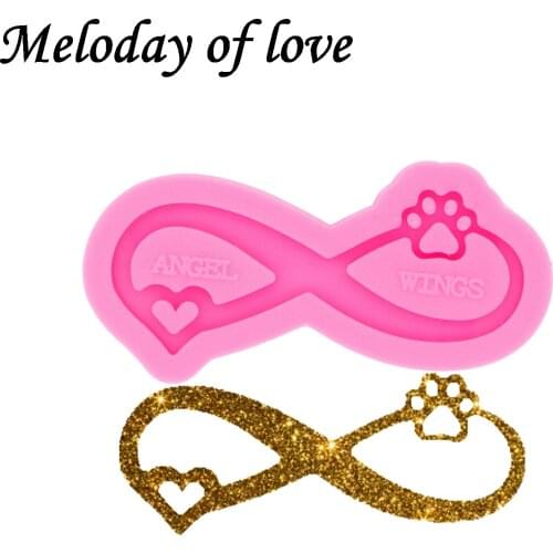 Glossy Heart Infinity with Paw Print Keychain Mold for Epoxy Resin Crafts Molds Jewelry Making Custom Silicone Mould DY0397