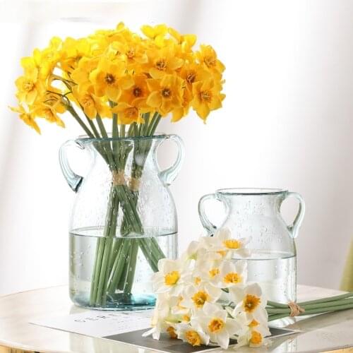 Artificial Narcissus Flower Bouquet Home Decoration Fake Desktop Flowers Wedding Scene Decor Daffodil For Mothers Day Gift