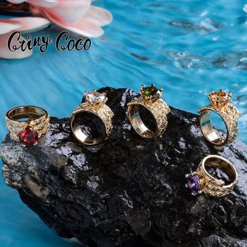 New Design Hawaiian Copper Ring Polynesian Samoa Purple CZ Stone Couple Finger Rings Romantic Zircon Wholesale Jewelry for Women