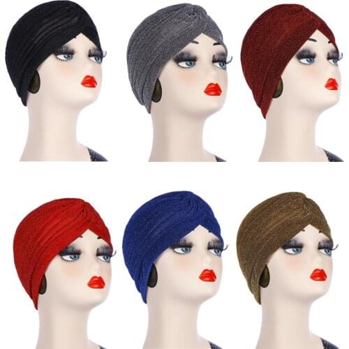 Muslim Women Indian Beanie Hat Pleated Turban Islamic Turban Chemo Cancer Headwear Hair Loos Caps Bone Bonnet Hats Fashion New