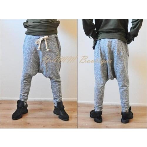 Mens Moto Drop Crotch Droprise Jogger Sweatpant Pants Jersey / Loose Casual Harem Pants-Trouser