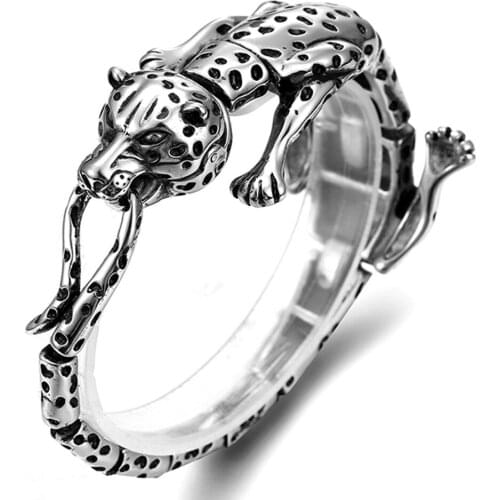 Tisnium Hip Hop Animal Bangle Stainless Steel Mens Bracelet Crocodile Rope Vintage Fashion Jewelry Accessories Male Bracelets