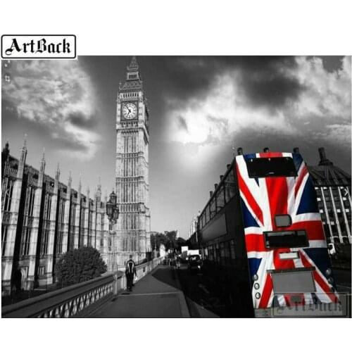 New Diamond Painting London Big Ben Bus British Flag Diamond Embroidered Full Square Drill Rhinestone Diamond Mosaic Gift