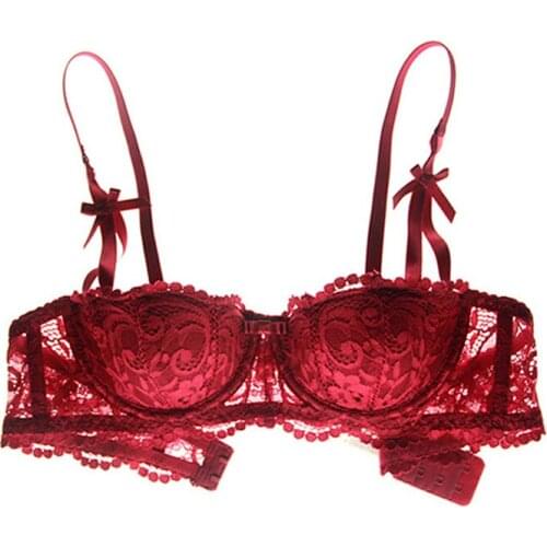 Vine Jacquard Lace Half Cup Thin Cotton Cup Individual Bra