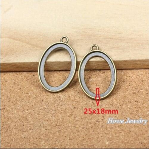Wholesale 70 pcs Vintage Charms Oval picture frame Pendant Antique bronze Fit Bracelets Necklace DIY Metal Jewelry Making