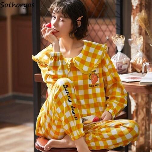 Pajama Sets Women Sleepwear Plus Size 3XL Cute Sweet Girls Leisure Soft Cartoon Korean Style Loose Chic New Ins Hot Sale Autumn