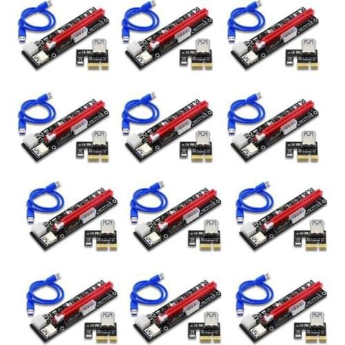 PPYY-PCI-E Riser Led Express Cable 1X TO 16X Image Extension Ethereum Mining Powered Riser Adapter Card+60cm USB3.0 Cable
