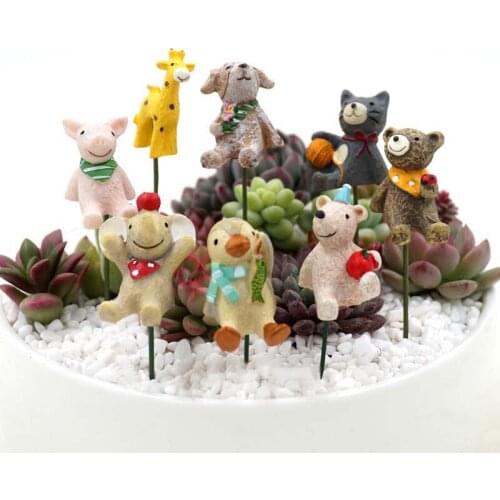 Garden Decoration Outdoor Accessories Jardin Mini Micro Landscape DIY Cute Small Animal Succulents Ornaments Flowers Arrangement