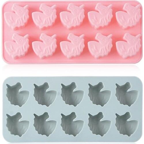 10 Even Unicorn Silicone Cake Mold DIY Cartoon Chocolate Mold Childrens Complementary Food Candy and Cake Decoration Tools