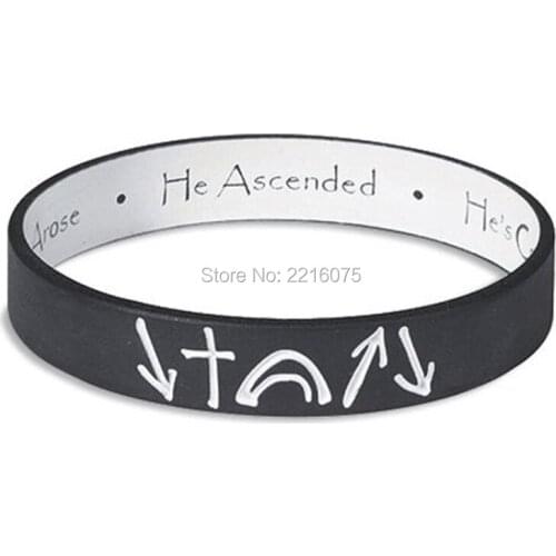 300pcs Jesus Christ He Died He Arose He Ascended Hes Coming back silicone wristband rubber bracelets free shipping by DHL