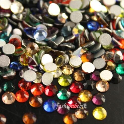 Ss3-ss34 Mixed Bling gems flatback Non Hotfix crystal glass Rhinestone jewels beads 3D Nail art Decoration DIY nails design