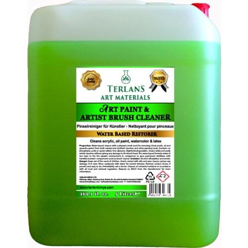 Terlans Art Paint & Artist Brush Cleaner 5 Liters Water Based Brush Restorer for Removing Dried Acrylics and Oil Paint