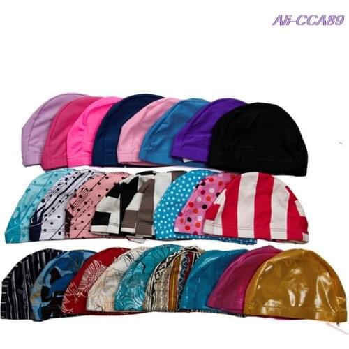 Unisex Free Size Flower Bathing Cap Protect Ears Hair Men Women Adults Swim Pool Colorful Printed Swimming Caps Hat 1PC