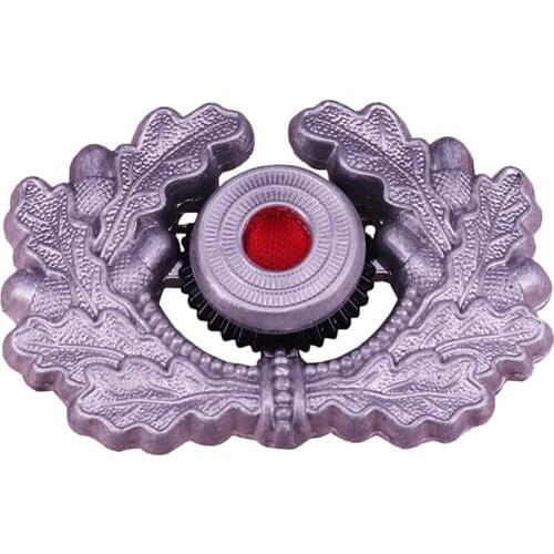 WW2 GERMAN ARMY PANZER UNIFORM WREATH VISOR CAP METAL BADGE PIN COCKADE SILVERY