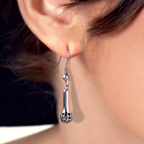 Trend Simple Design Microphone Drop Earrings For Women Girl Retro stainless steel Casting Earrings Cute Small Object Ear Jewelry
