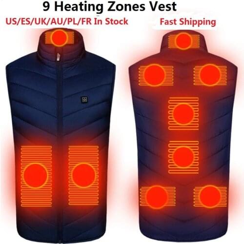 4XL 5XL 6XL 9 Heating Zone Vest USB Infrared Heating Vest Control Temperature Outdoor Camping Hiking Warm Jacket In Stock