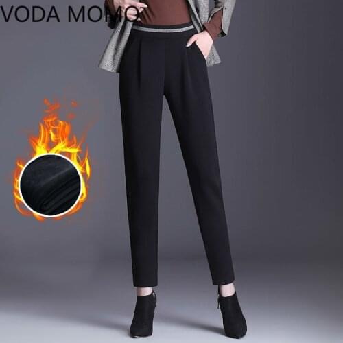 Winter Velvet Thick Warm Pants For Women 2020 Skinny Stretch Fleece harem Pants With High Waist Black Blue Wine trousers Female