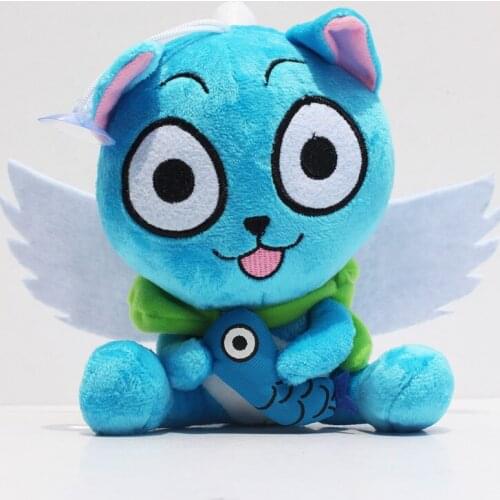 6"15cm 1PCS Anime Fairy Tail Cute Happy With Fish Plush Toy Cartoon Happy Stuffed Plush Toys