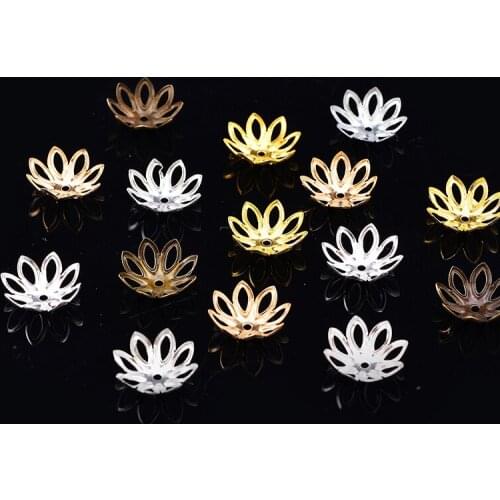 100p 10mm silver gold delicat Flower connector end beads Spacer Beads Caps End caps DIY Accessory Jewelry Necklace making supply