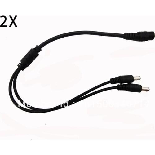 2PCS 2 Ways DC Power Supply Splitter Cable for 12V CCTV Camera Kit 2.1mm X 5.5mm