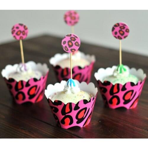 24pcs Wrappers Variety Of Type Toppers Paper Wedding Cupcake Wrappers And Toppers Pink For Kids Party Wedding Decoration CT1040