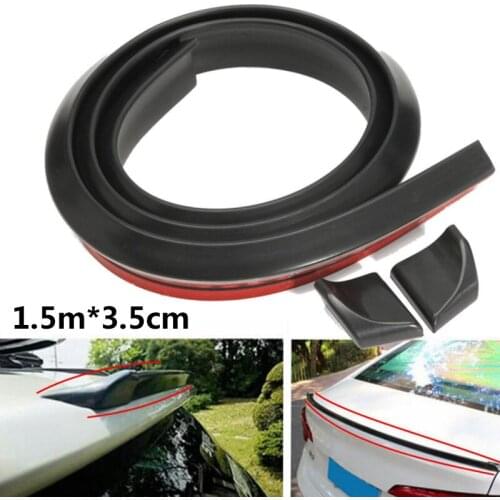 4.9FT/1.5M Black Universal Car Roof Trunk Spoiler Wing Lip Trim Sticker Fit Front Rear Suitable for most cars