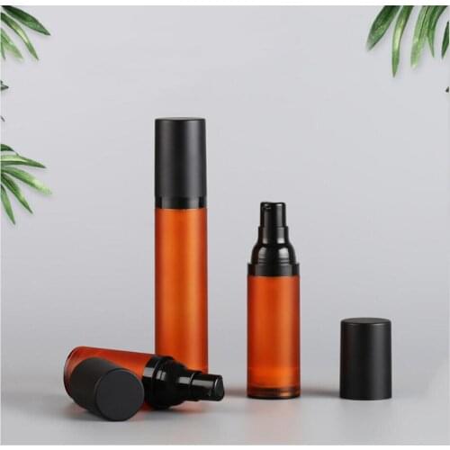 50ML frosted brown airless bottle black pump lid lotion emulsion serum foundation hyaluronic toner sport removal packing