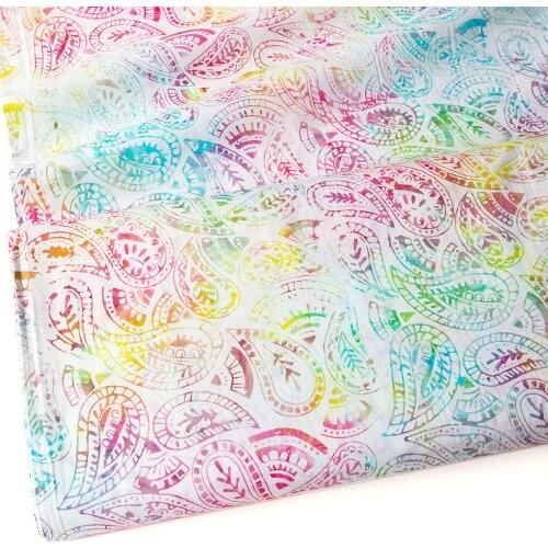 50cm*110cm DIY Patchwork Bali wax printing Batik Fabrics Tonga Batik Border Buttercream Folksy Paisley Satin Fabric