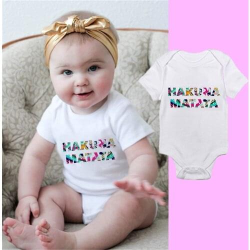 Hakuna Matata Summer Baby Clothes Short Sleeve White Simba Lion King Printed Baby Boys Girls Rompers Jumpsuits Toddler Tops