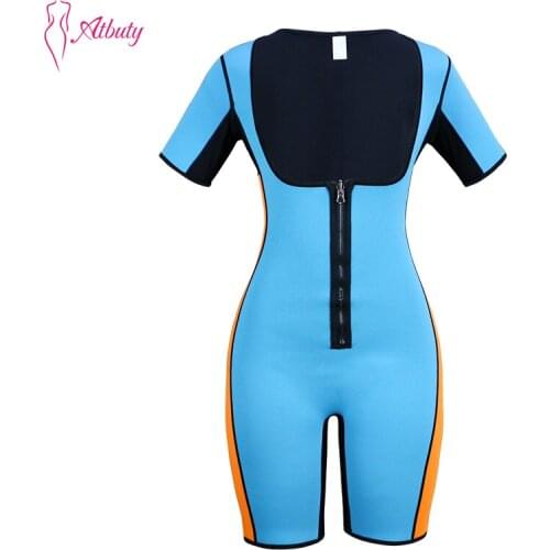 Atbuty Waist Trainer Bodysuit One-piece Body Shaper Neoprene Sauna Sweat Fitness Shapers Slimming Shapewear
