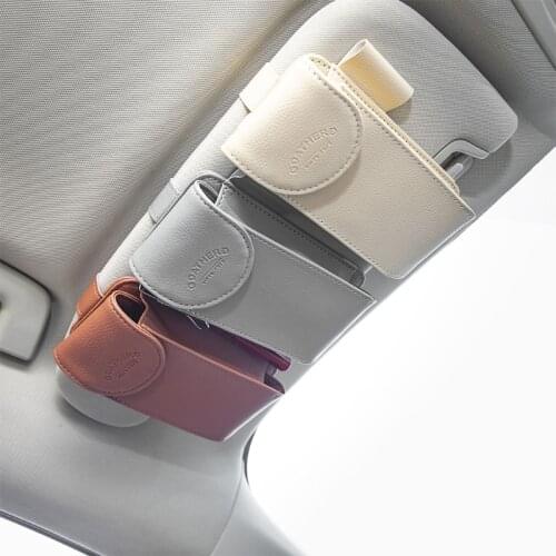 Auto Sun Shield Leather Glasses Case Sun Visor Sunglasses Storage Holder Excellent Gift for Friends Family 3XUB