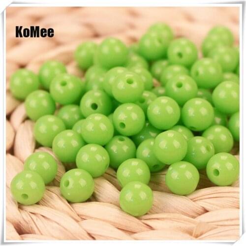 Free Shipping 100pcs/lot 4 Sizes Green Acrylic Solid Beads Craft DIY Chunky Beads For Jewelry Making Acrylic Bubblegum Beads