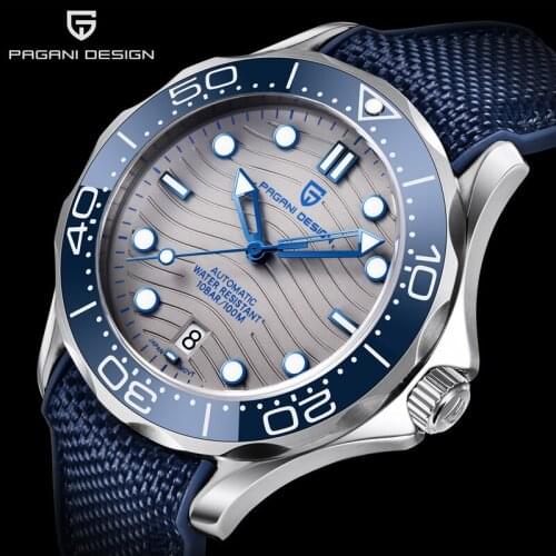 PAGANI DESIGN Mechanical Mens Watches Blue Dial Top Brand 2021 New Stainless Steel Sapphire Glass Sport Waterproof Male Clock