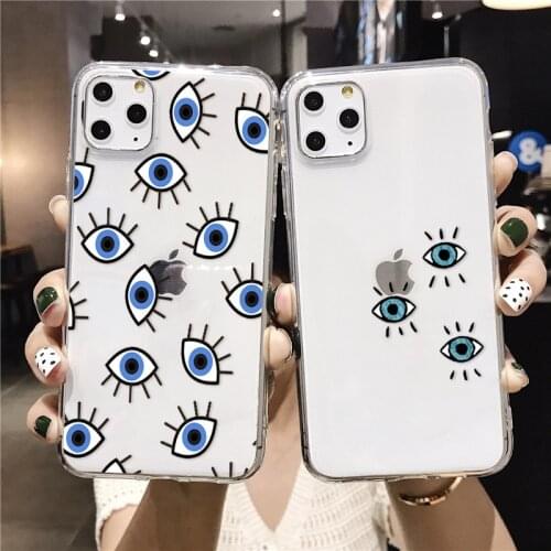 Lucky Eye Blue Evil Eye Print Phone Case For iPhone 11 Pro 12mini XR XS MAX 7 8 6Plus SE2020 Soft Silicone Back Cover Fundas