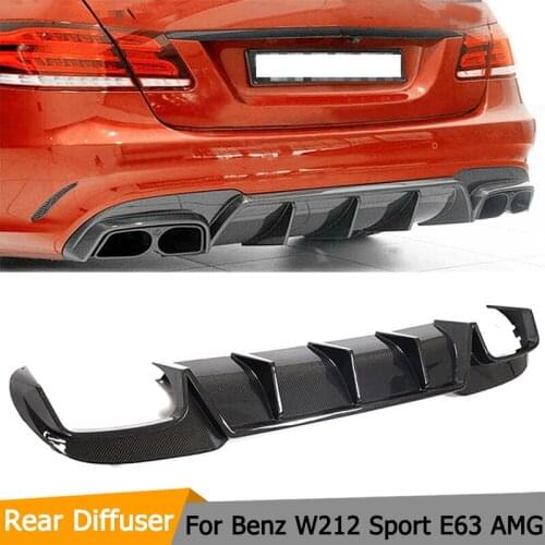 Car Rear Bumper Diffuser Lip For Mercedes-Benz E Class Sport AMG Sedan 2013-2015 Carbon Fiber Rear Bumper Diffuser Lip Spoiler