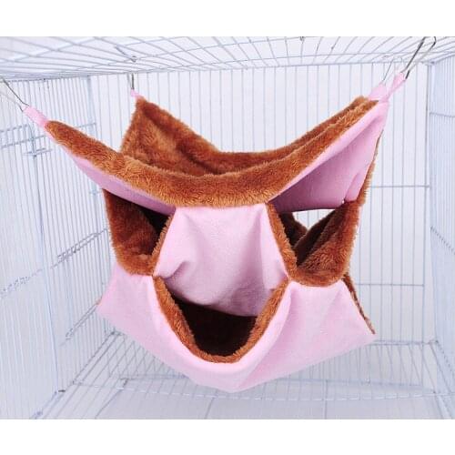 Pet Hammock Double-layer Plush Soft Winter Warm Hanging Nest Sleeping Bed Small Pets Hamster Squirrel Chinchilla House