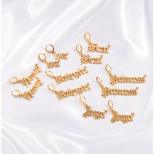 Classic Babygirl Angel Honey Letters Earrings for Women Gold Princess Brat LOVER Pendant Earring Hooks Fashion Jewelry Wholesale