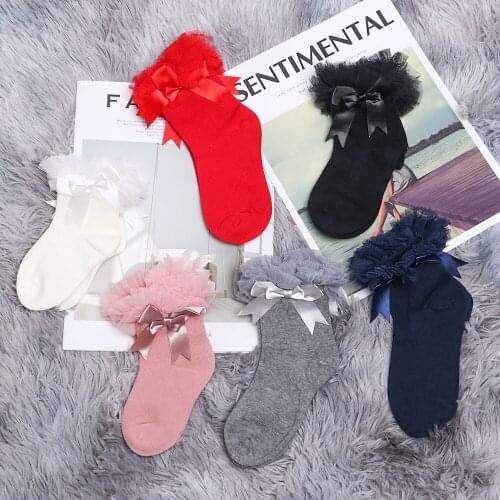 Lace ruffled socks for babies newborn Knee high sock kids girl Breathable soft ankle socks children wear princess style