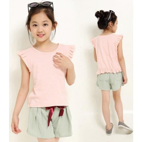 Summer burst sport suits cotton short sleeved t shirt+short pant children suit girls sets 3-10 ages 3colors free shipping