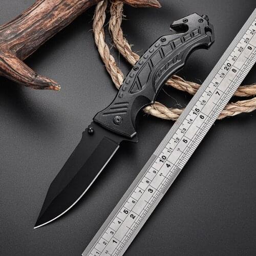 23CM All Black High Hardness Folding Knife Wilderness Survival Multifunctional Hunting Knife Self-defense Outdoor Knifes