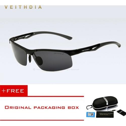 VEITHDIA Aluminum Magnesium Semi-rimless Polarized Sunglasses Men Driving Sun Glasses Eyewear Accessories oculos male shades