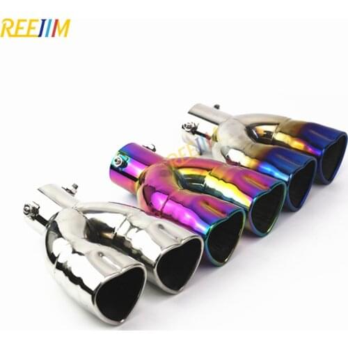 Reejim Rainbow double hearts shape dual exhaust tips muffler pipe exhaust pipe