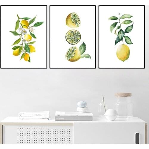 Yellow Lemon Wall Art Canvas Painting Summer Fruit Poster And Print Decorative Wall Pictures Kids Room Nursery Fruit Shop Decor