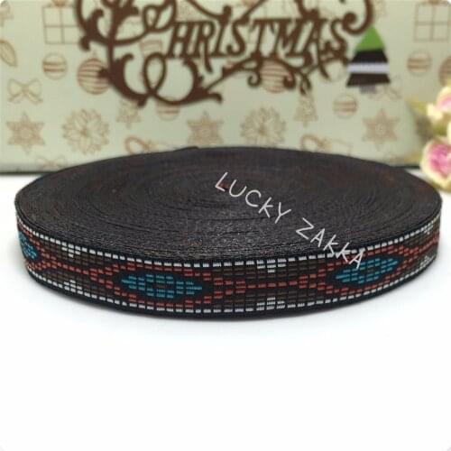 NEW ribbon wholesale 5/8"(14mmx18yard/sets) 100%polyester Woven Jacquard ribbon orange blue rhombus 3D Geometric series lace