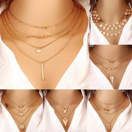 Boho Pendant Necklace for Women Long Chain Round Charm Statement Choker 2019 Collares Necklace Wedding Jewelry