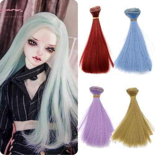 BJD SD Doll Wig 1/6 1/4 1/12 BJD Doll Wig Heat Resistant Fiber Long White Yellow Pink Straight Fairy Doll Hair SD BJD Dolls Wig