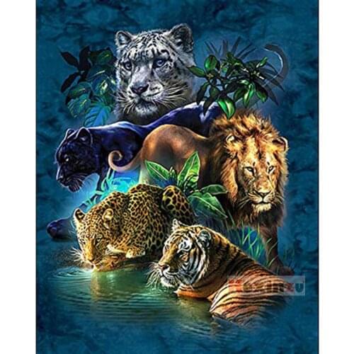 Full 5D DIY Square Diamond Painting Cross Stitch -Ferocious animal- 3d Round Embroidery Mosaic Resin Home Decor Gift WW-33212