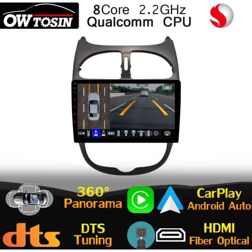 Qualcomm CPU Android For Peugeot 206 2000-2016 Car Multimedia Player GPS Navi Optical HDMI DTS Head Unit Radio 360 Panoramic DSP