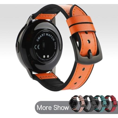 For Huawei GT 2 2E Watchband 22mm Band Silicone with Leather Wrist Strap For Samsung Galaxy Watch 3 45mm 46mm Huami Amazfit GTR