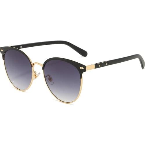 Retro Women men Sunglasses Vintage Anti-UV400 Sun Glasses For Male Female Round Rivets Gradient Glasses Lunette De Soleil Homme